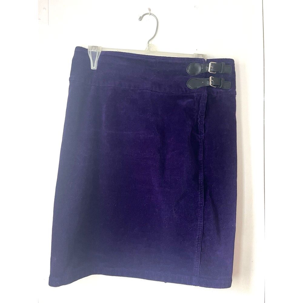 American Living Purple Wale Corduroy Pencil Skirt‎ Double Buckle Size 6